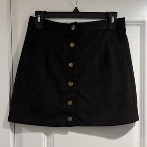 SHEIN Black Mini Skirt with Gold Buttons